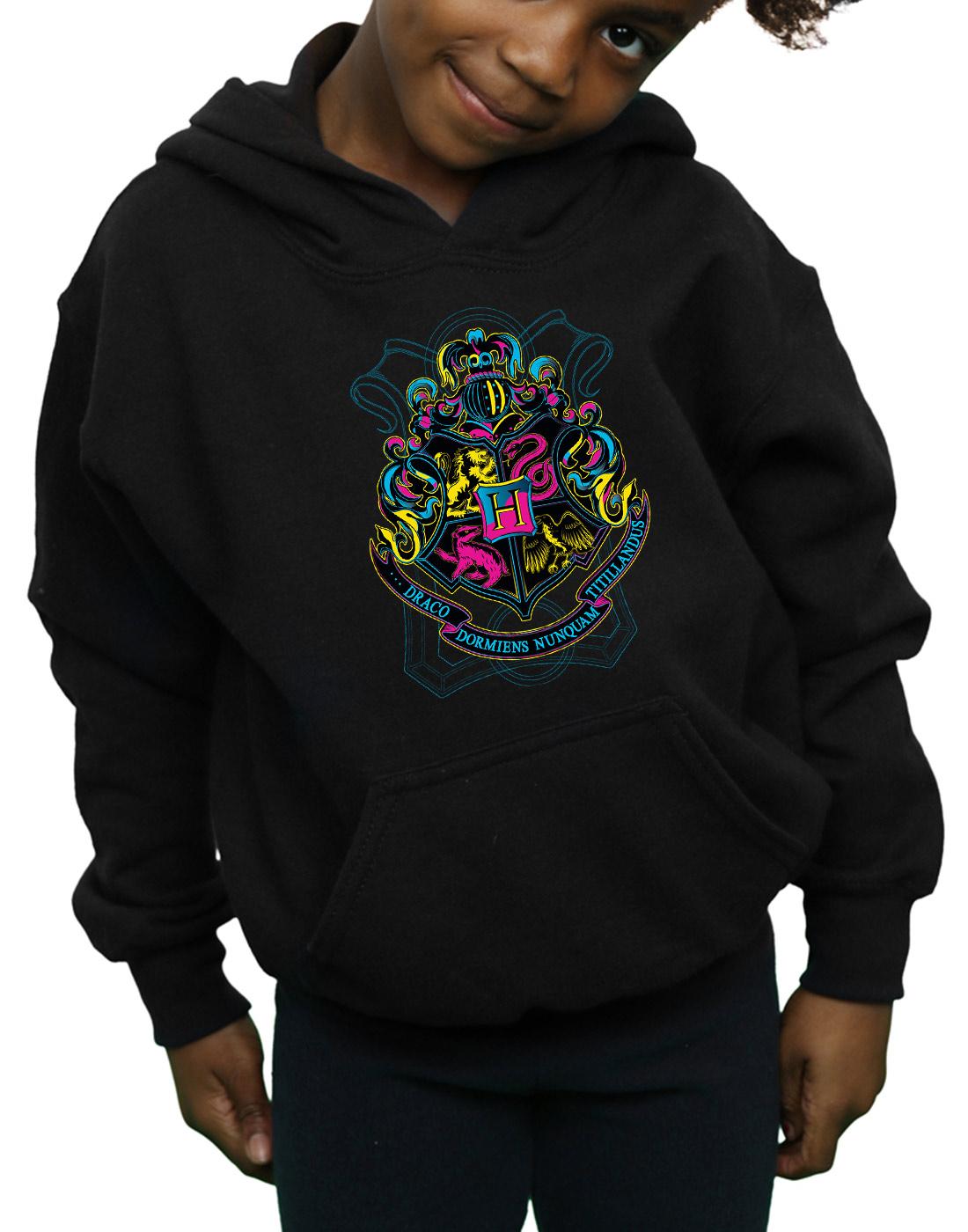 Black - Side - Harry Potter Girls Hogwarts Crest Cotton Hoodie