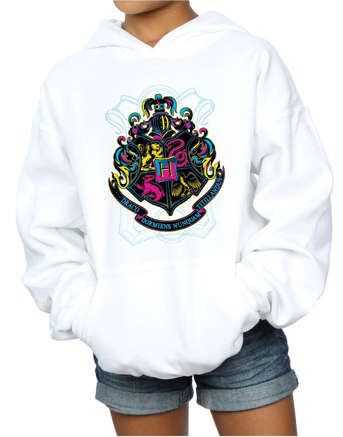 White - Side - Harry Potter Girls Hogwarts Crest Cotton Hoodie