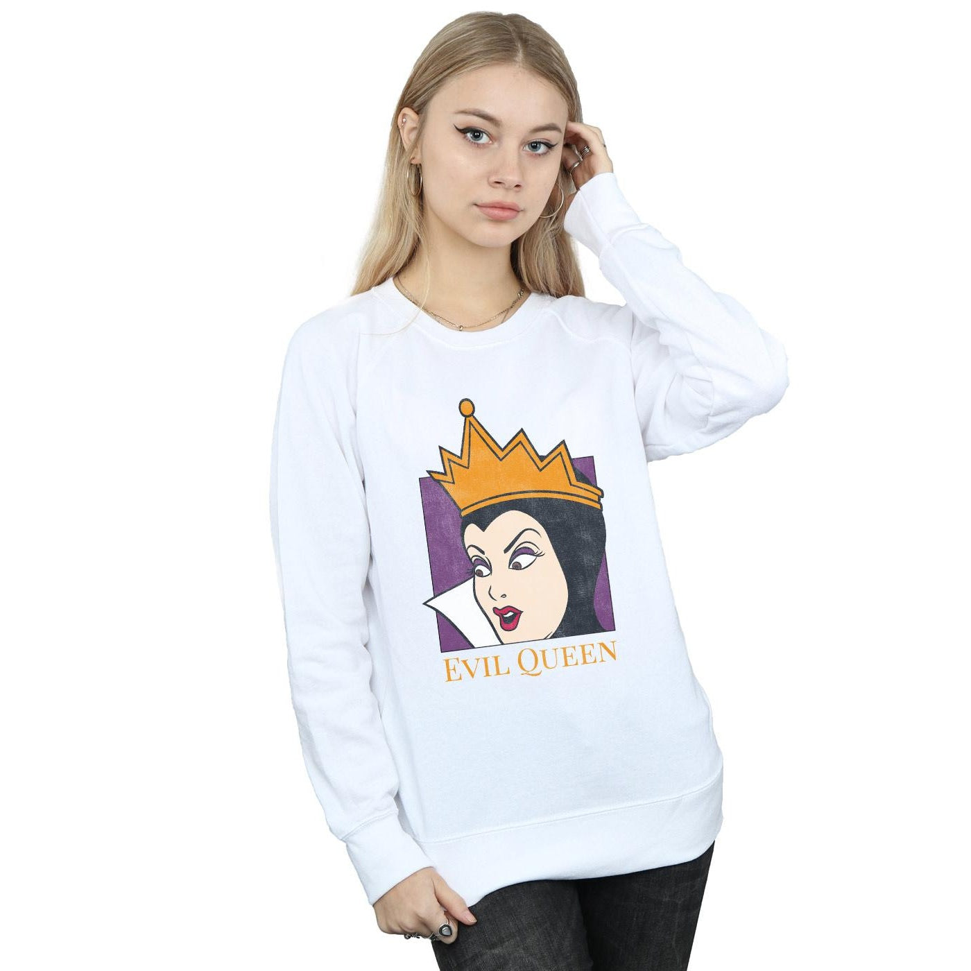 White - Back - Snow White And The Seven Dwarfs Womens-Ladies Evil Queen Cotton Sweatshirt