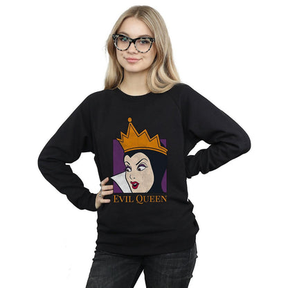 Black - Front - Snow White And The Seven Dwarfs Womens-Ladies Evil Queen Cotton Sweatshirt