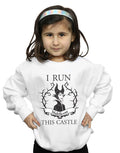 White - Back - Maleficent Girls I Run This Castle Cotton Sweatshirt