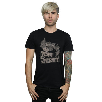 Black - Back - Tom and Jerry Mens Wink Cotton T-Shirt