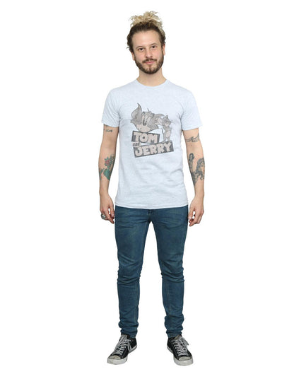 Sports Grey - Side - Tom and Jerry Mens Wink Cotton T-Shirt