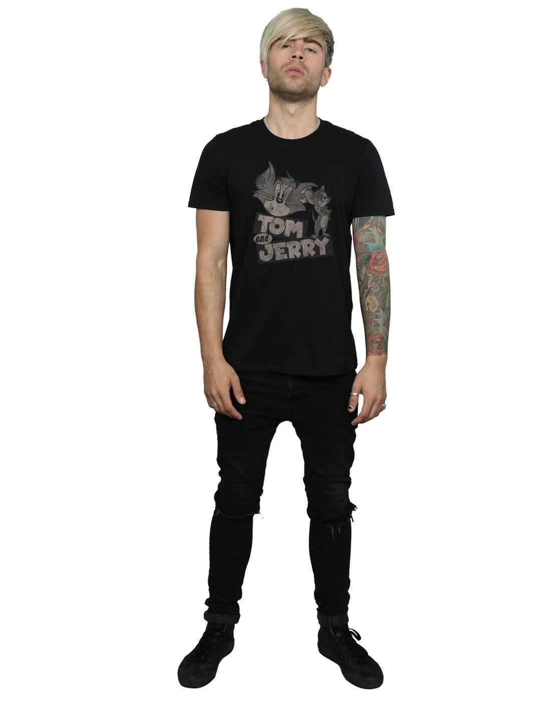 Black - Close up - Tom and Jerry Mens Wink Cotton T-Shirt