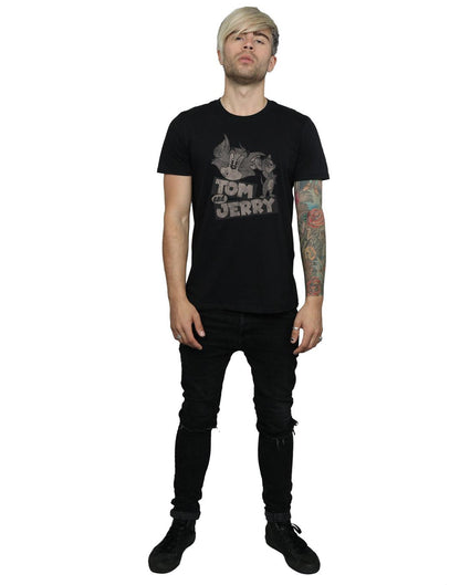 Black - Close up - Tom and Jerry Mens Wink Cotton T-Shirt