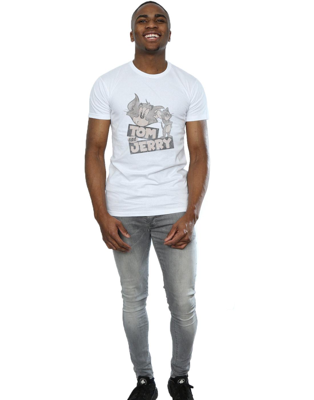 White - Close up - Tom and Jerry Mens Wink Cotton T-Shirt