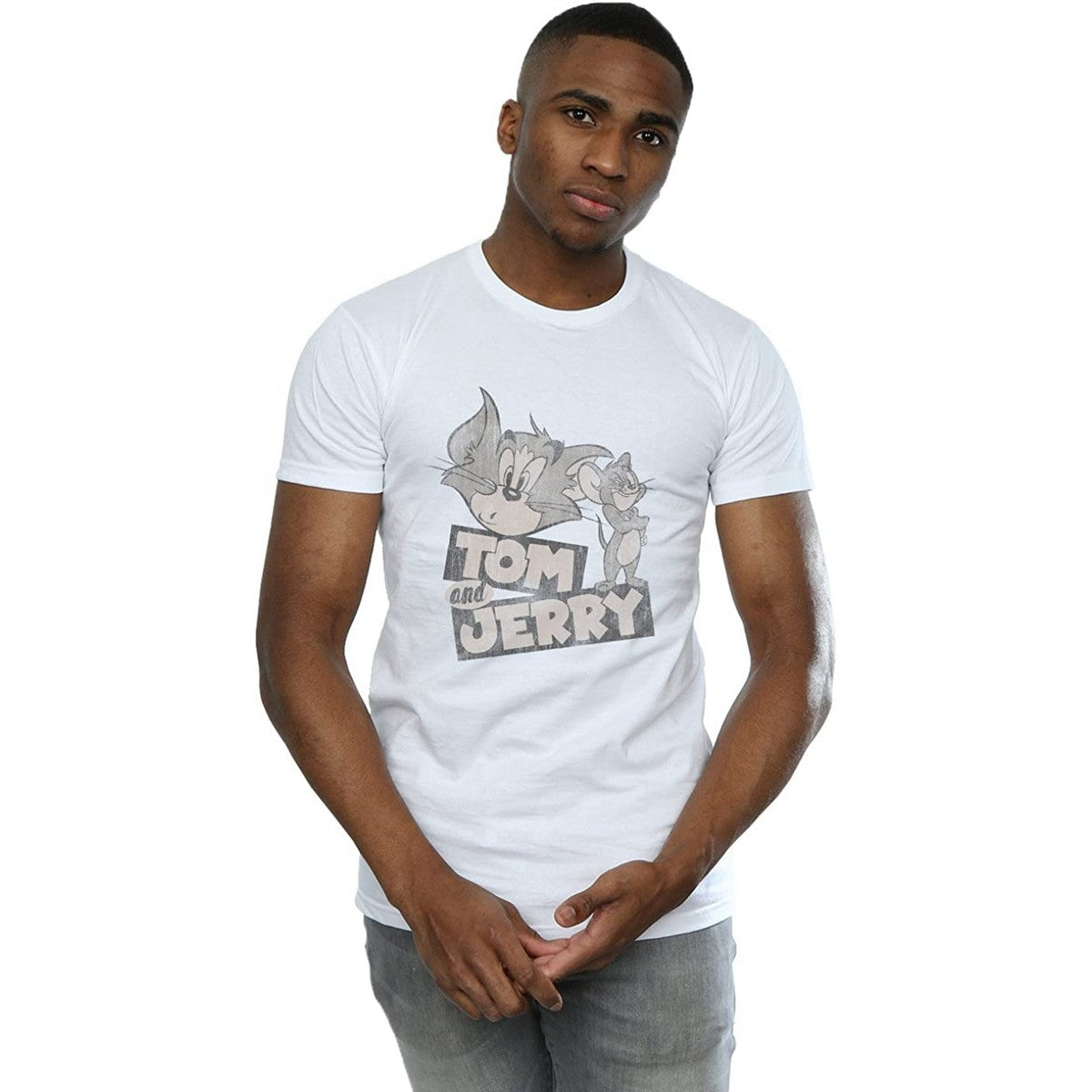 White - Back - Tom and Jerry Mens Wink Cotton T-Shirt