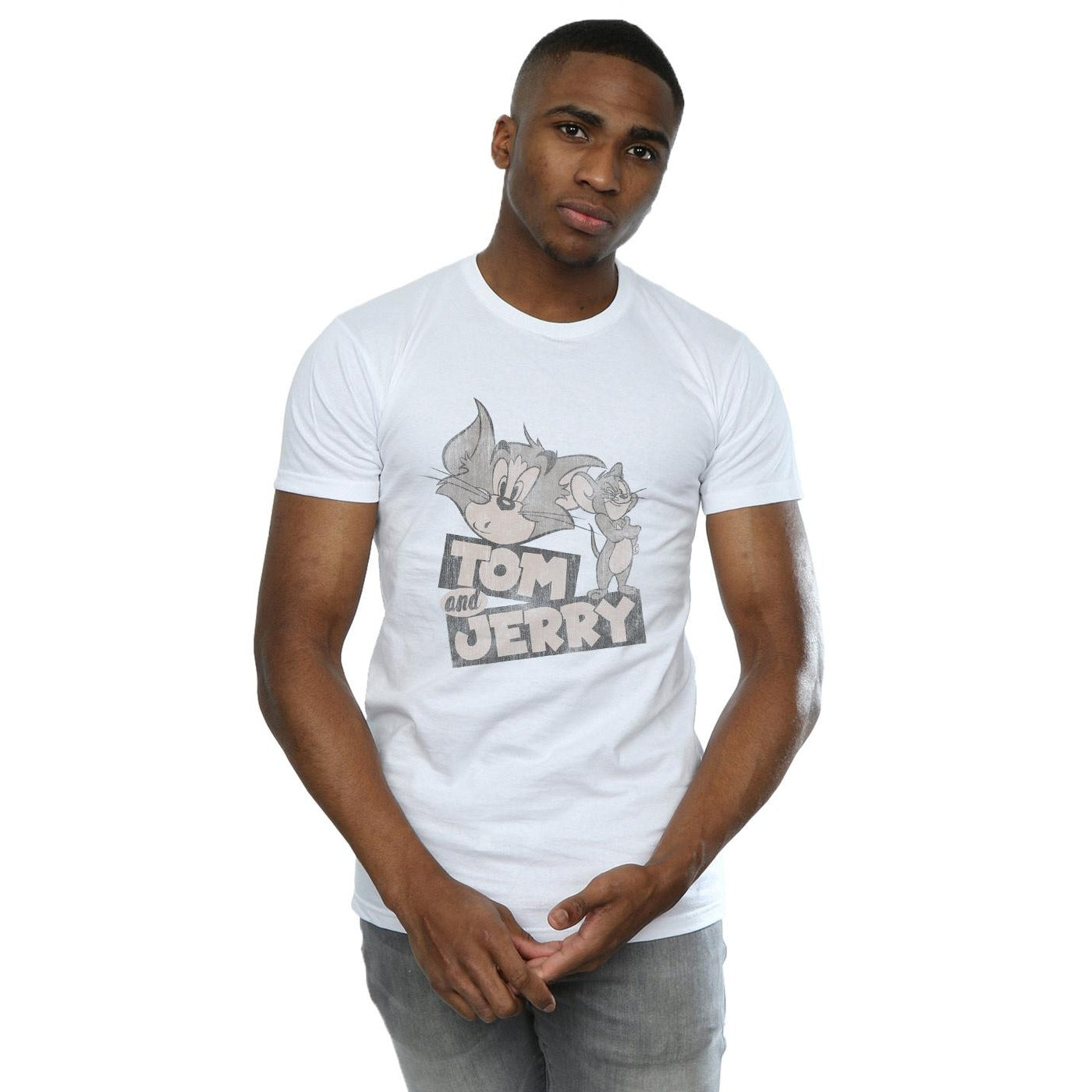 White - Lifestyle - Tom and Jerry Mens Wink Cotton T-Shirt