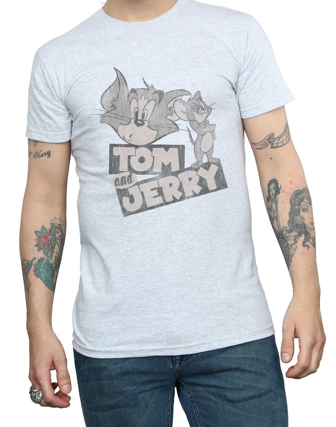 Sports Grey - Back - Tom and Jerry Mens Wink Cotton T-Shirt