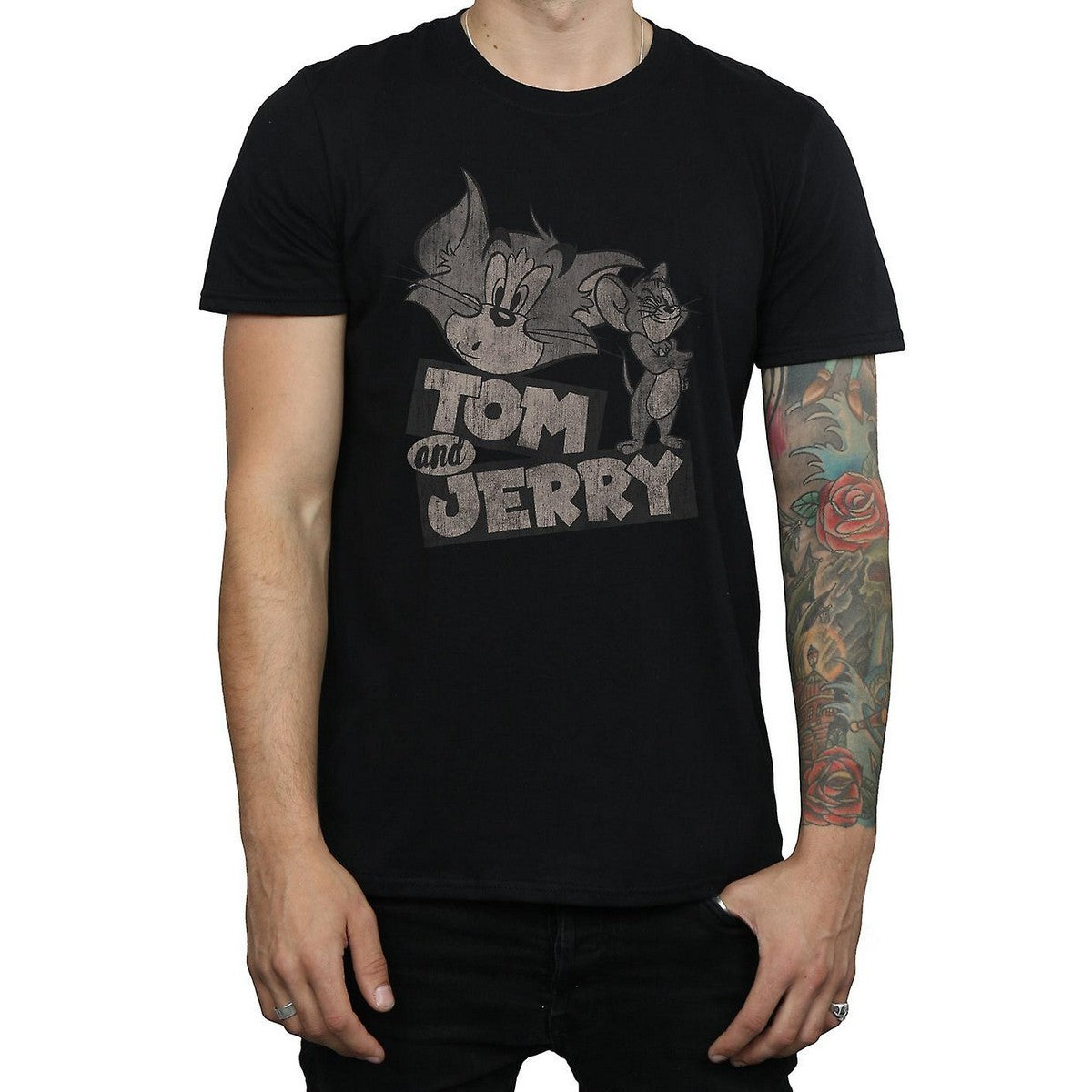 Black - Front - Tom and Jerry Mens Wink Cotton T-Shirt