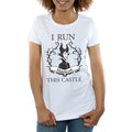 White - Front - Maleficent Womens-Ladies I Run This Castle Cotton T-Shirt