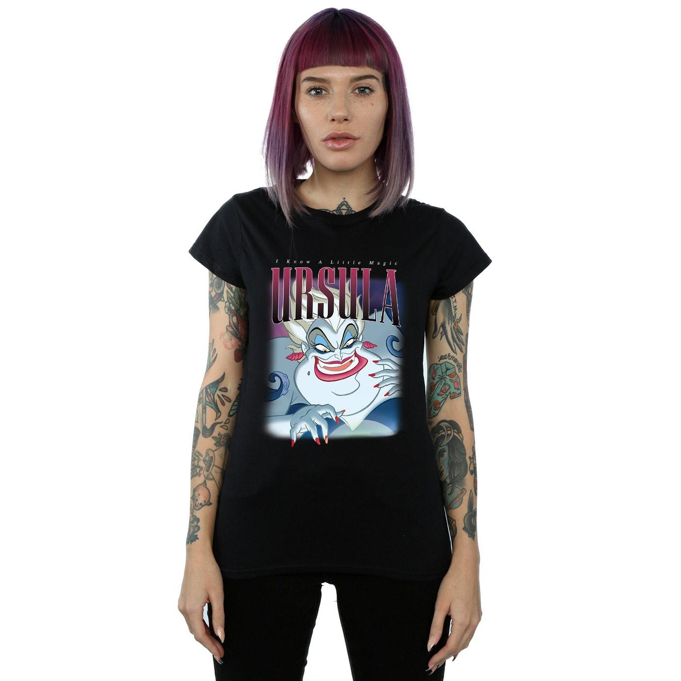 Black - Lifestyle - The Little Mermaid Womens-Ladies Ursula Montage Cotton T-Shirt