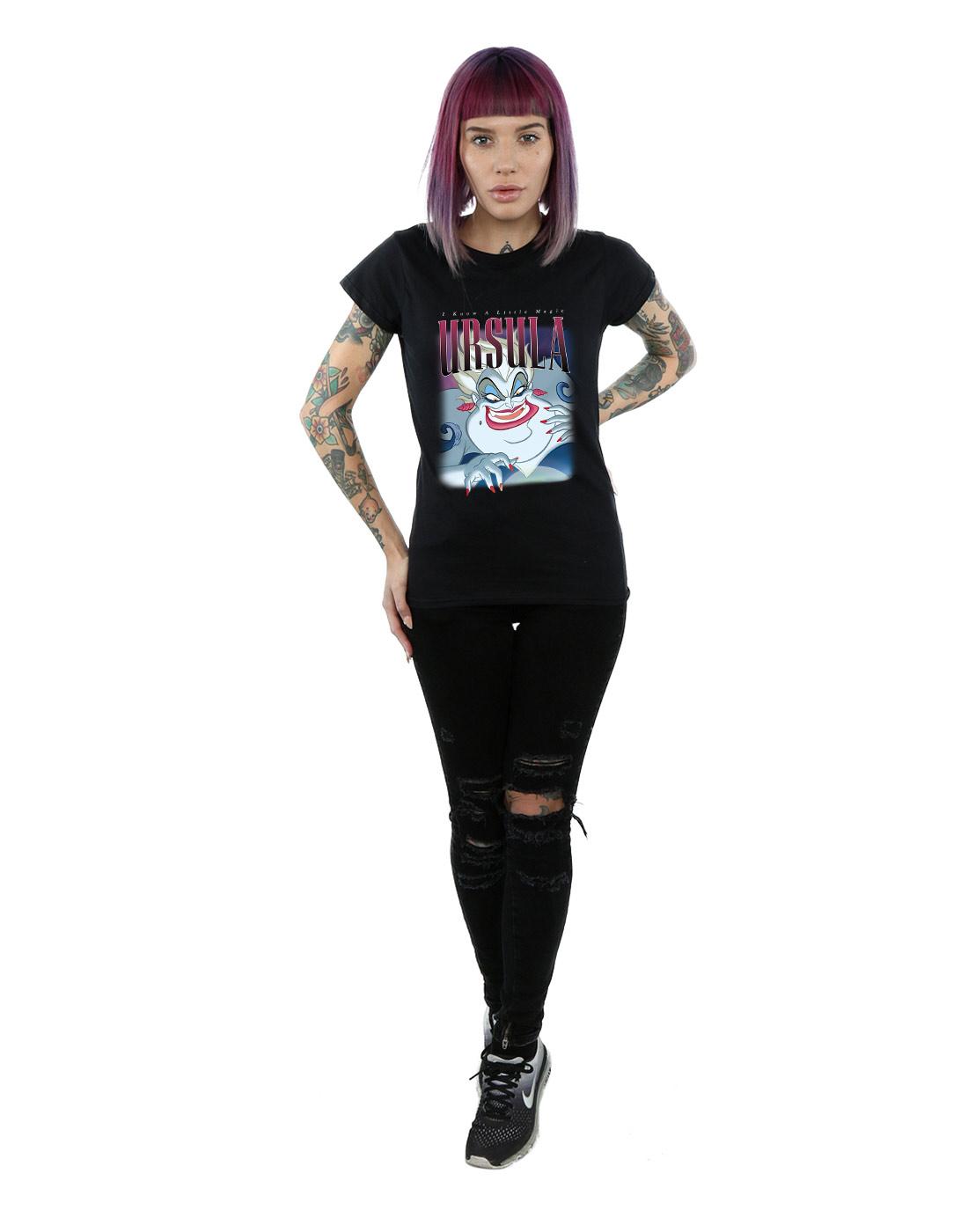 Black - Close up - The Little Mermaid Womens-Ladies Ursula Montage Cotton T-Shirt