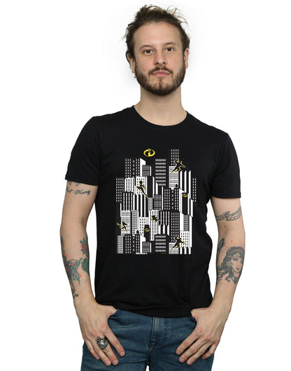 Black - Back - The Incredibles Mens Skyline Cotton T-Shirt