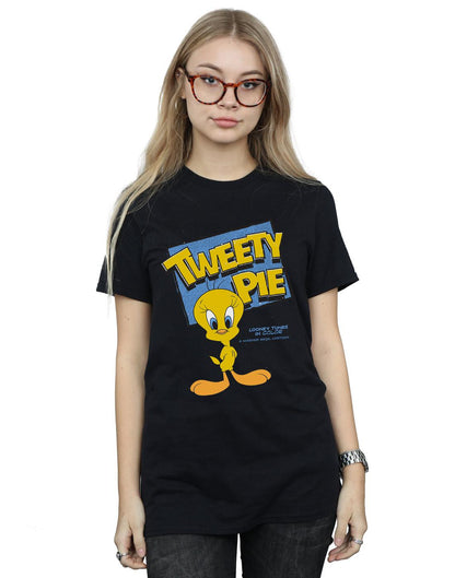 Black - Lifestyle - Looney Tunes Womens-Ladies Tweety Cotton Boyfriend T-Shirt