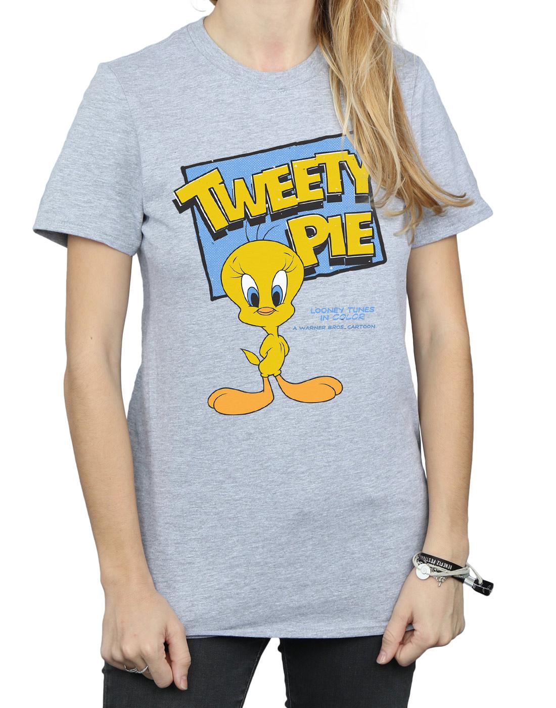 Sports Grey - Side - Looney Tunes Womens-Ladies Tweety Cotton Boyfriend T-Shirt