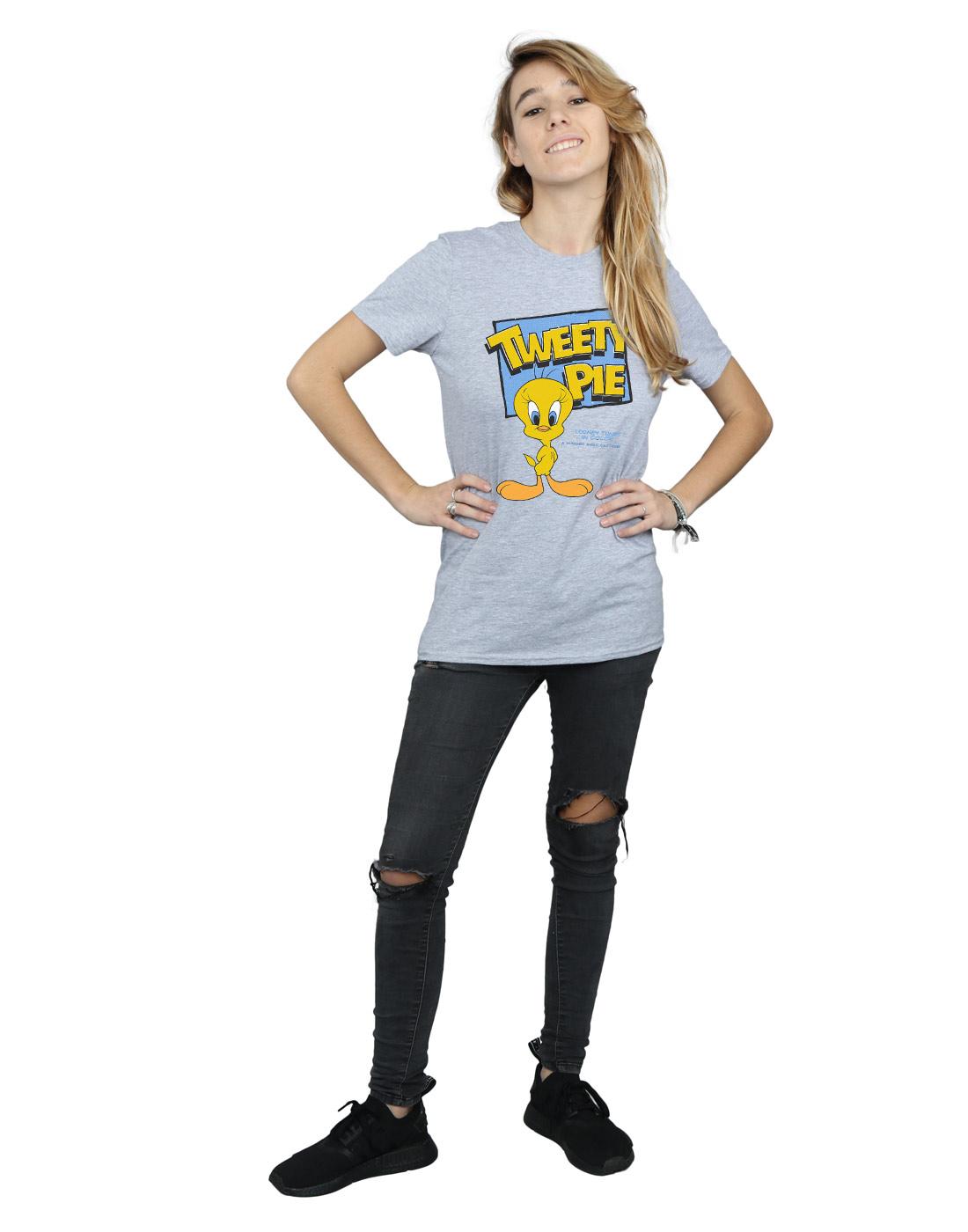 Sports Grey - Lifestyle - Looney Tunes Womens-Ladies Tweety Cotton Boyfriend T-Shirt