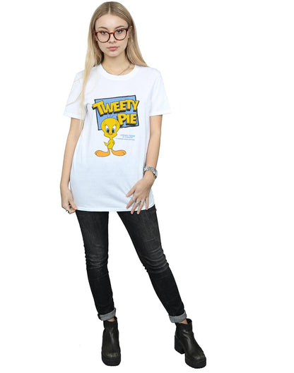 White - Lifestyle - Looney Tunes Womens-Ladies Tweety Cotton Boyfriend T-Shirt