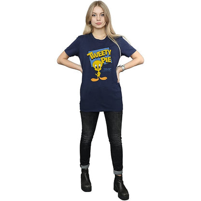 Navy Blue - Side - Looney Tunes Womens-Ladies Tweety Cotton Boyfriend T-Shirt