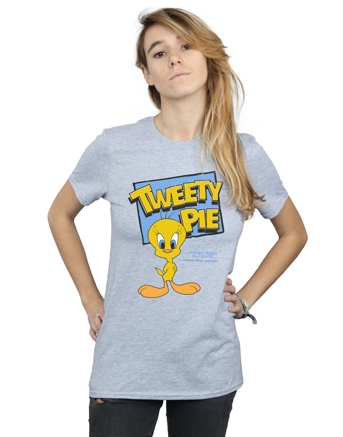 Sports Grey - Back - Looney Tunes Womens-Ladies Tweety Cotton Boyfriend T-Shirt