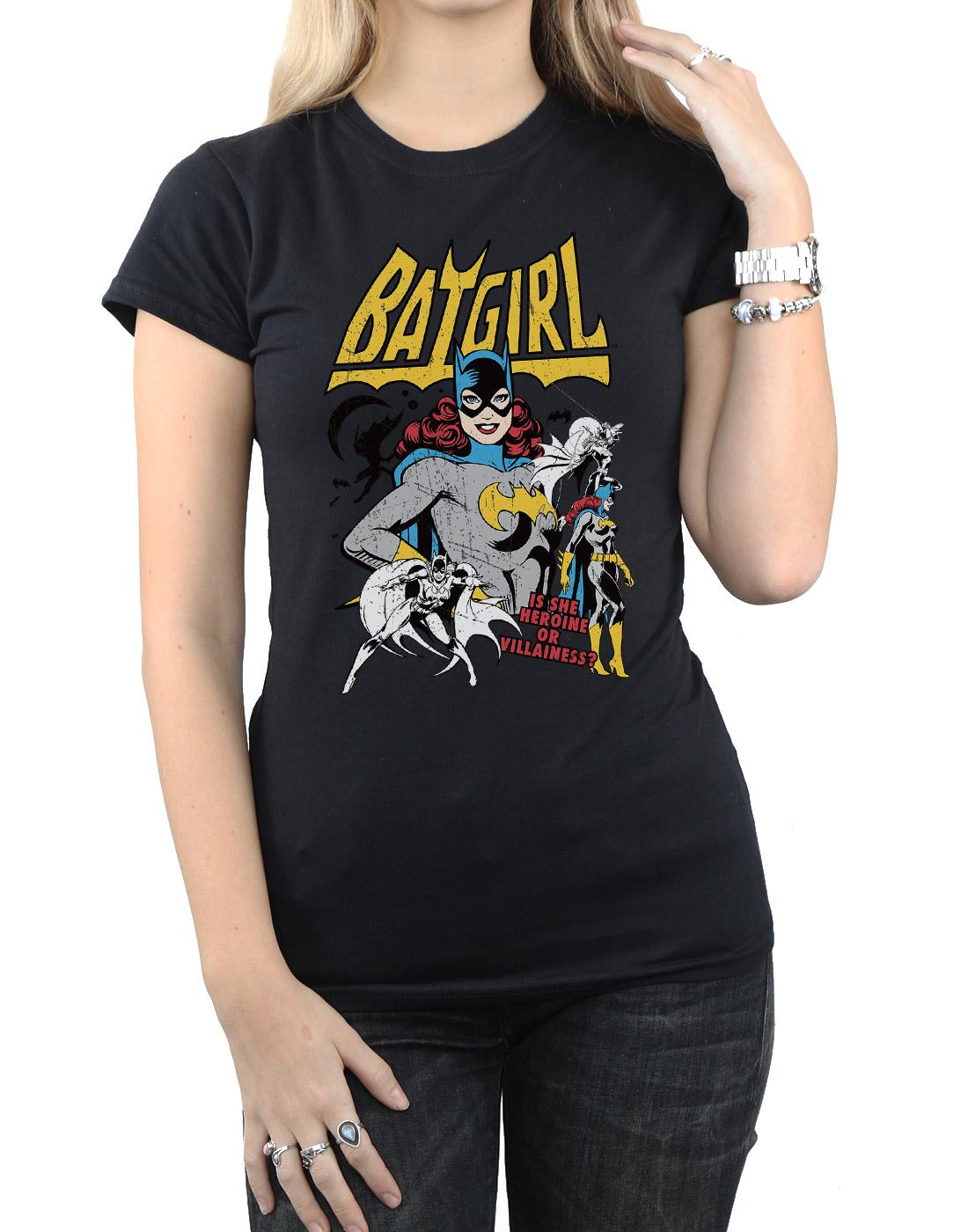 Black - Pack Shot - DC Comics Womens-Ladies Heroine Or Villainess Batgirl Cotton T-Shirt