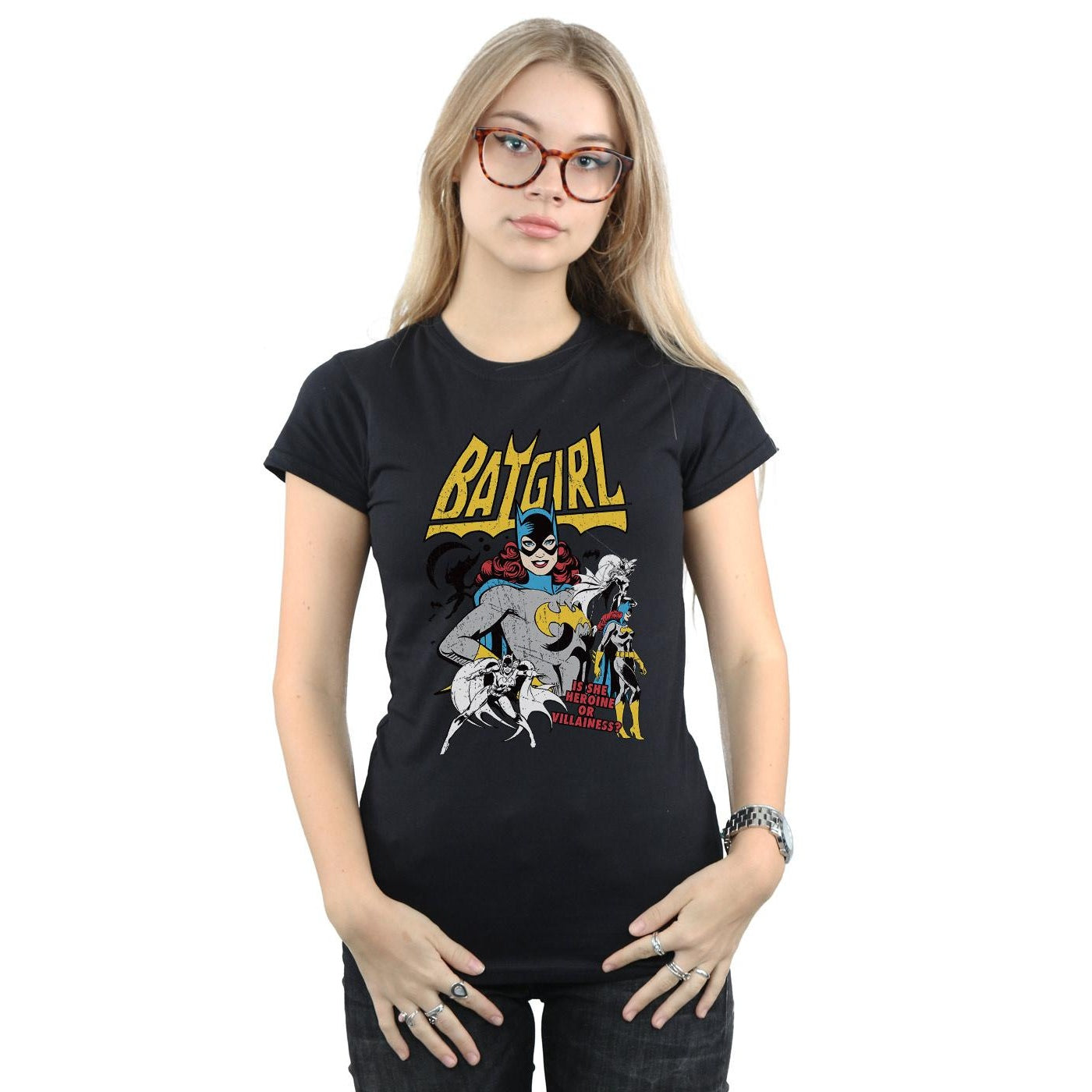 Black - Lifestyle - DC Comics Womens-Ladies Heroine Or Villainess Batgirl Cotton T-Shirt