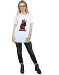 White - Close up - Deadpool Womens-Ladies Hey You Cotton Boyfriend T-Shirt