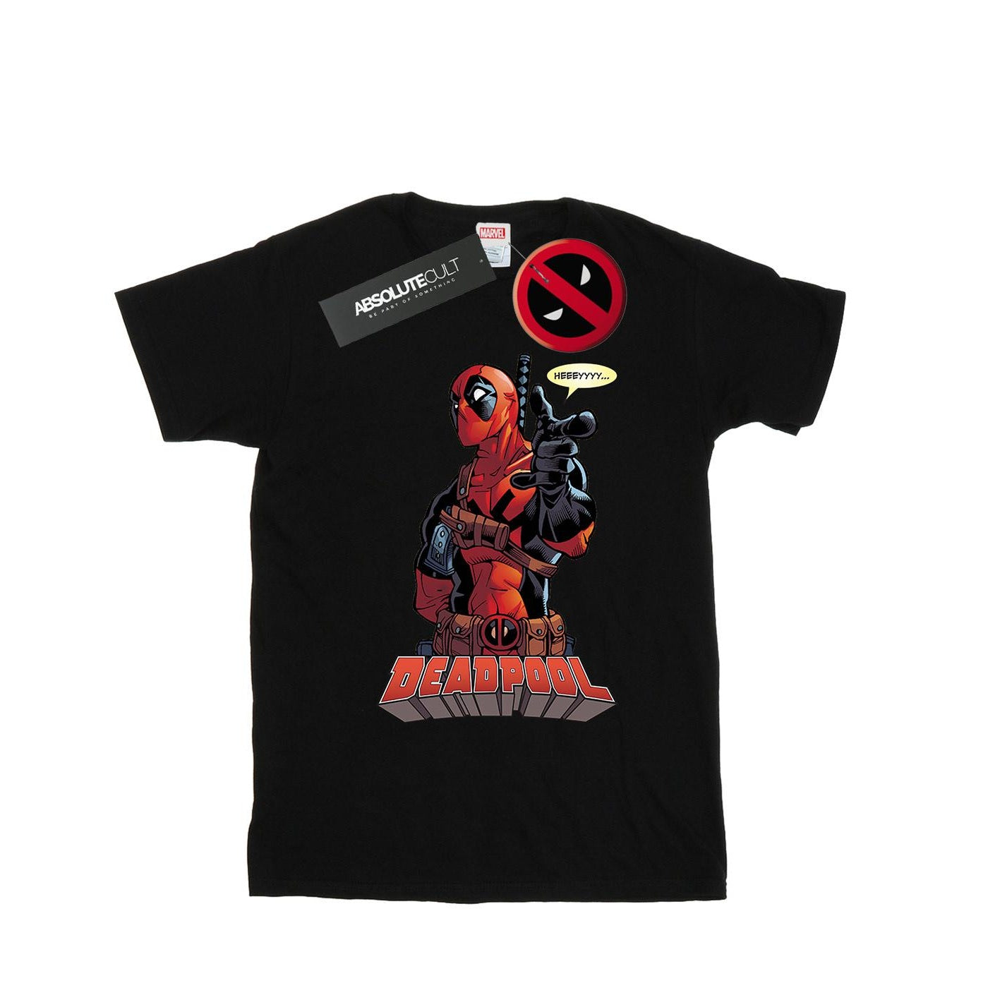 Black - Front - Deadpool Womens-Ladies Hey You Cotton Boyfriend T-Shirt