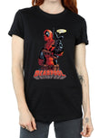Black - Side - Deadpool Womens-Ladies Hey You Cotton Boyfriend T-Shirt