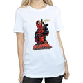 White - Front - Deadpool Womens-Ladies Hey You Cotton Boyfriend T-Shirt