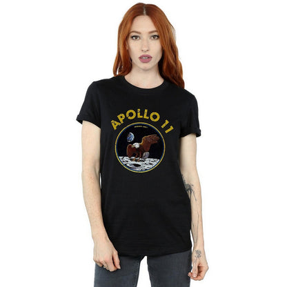 Black - Back - NASA Womens-Ladies Classic Apollo 11 Cotton Boyfriend T-Shirt
