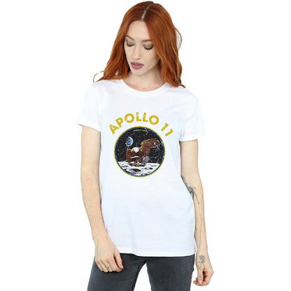 White - Back - NASA Womens-Ladies Classic Apollo 11 Cotton Boyfriend T-Shirt
