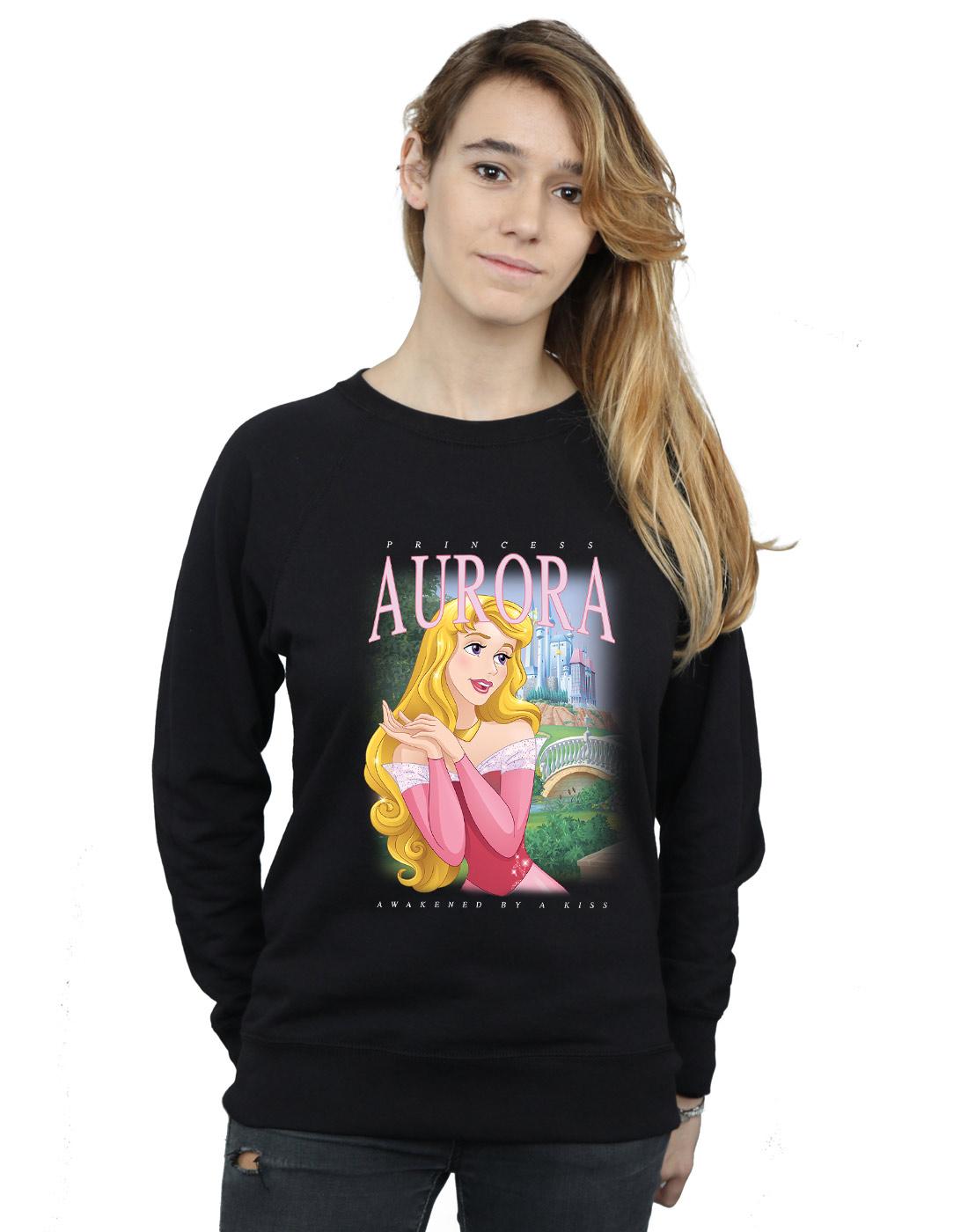 Black - Lifestyle - Sleeping Beauty Womens-Ladies Aurora Montage Cotton Sweatshirt