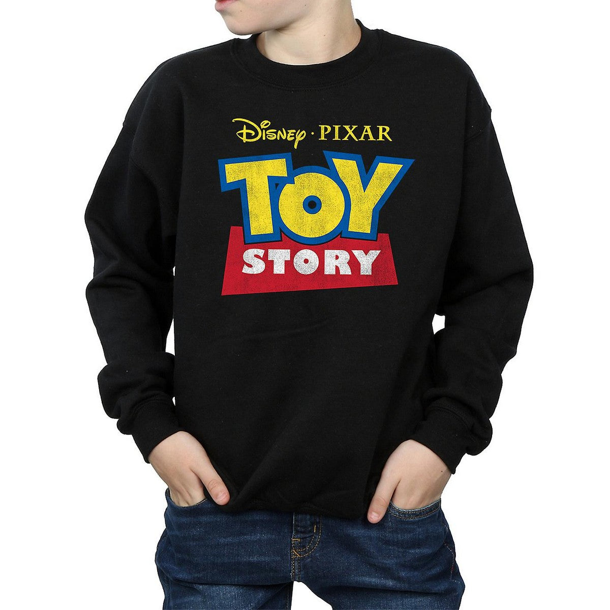 Black - Front - Toy Story Boys Logo Cotton Sweatshirt