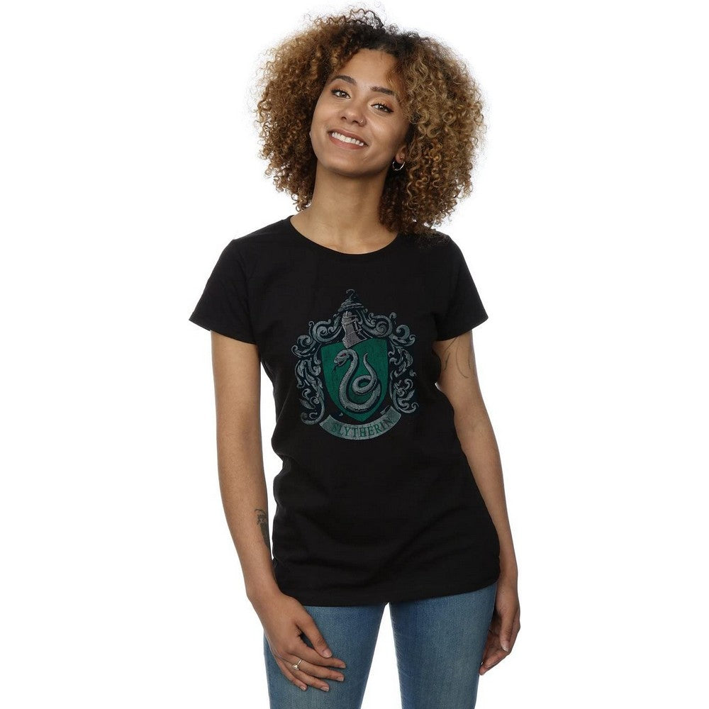 Black - Back - Harry Potter Womens-Ladies Slytherin Cotton T-Shirt