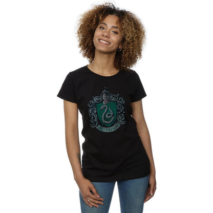 Black - Back - Harry Potter Womens-Ladies Slytherin Cotton T-Shirt