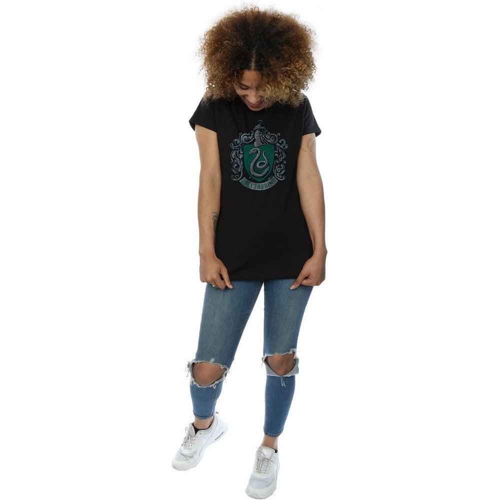 Black - Side - Harry Potter Womens-Ladies Slytherin Cotton T-Shirt