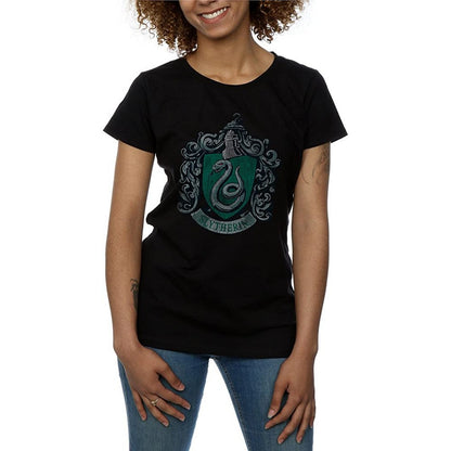 Black - Front - Harry Potter Womens-Ladies Slytherin Cotton T-Shirt