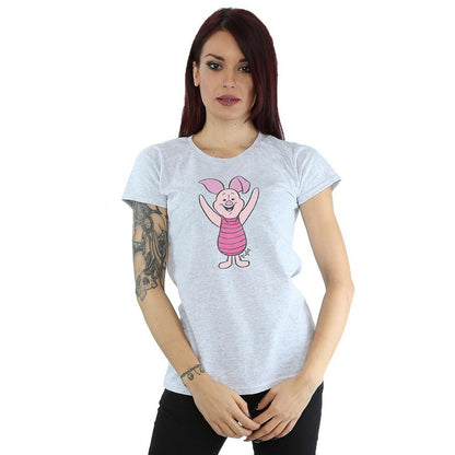 Heather Grey - Back - Winnie the Pooh Womens-Ladies Piglet Heather T-Shirt