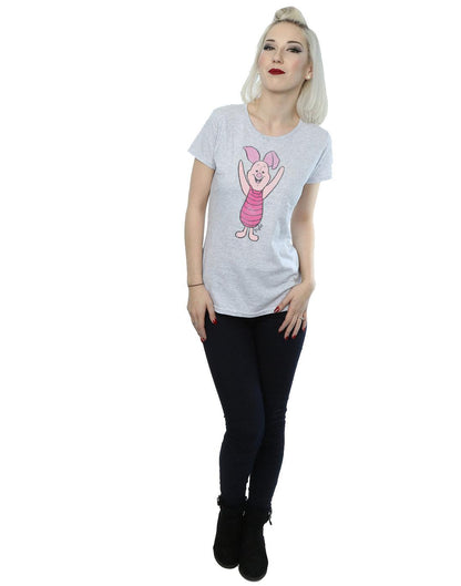 Heather Grey - Close up - Winnie the Pooh Womens-Ladies Piglet Heather T-Shirt