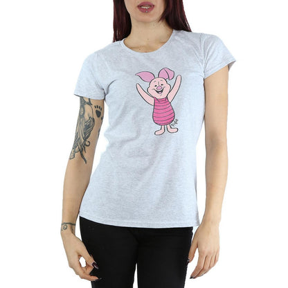 Heather Grey - Front - Winnie the Pooh Womens-Ladies Piglet Heather T-Shirt