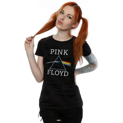 Black - Back - Pink Floyd Womens-Ladies Dark Side Of The Moon Prism Cotton T-Shirt