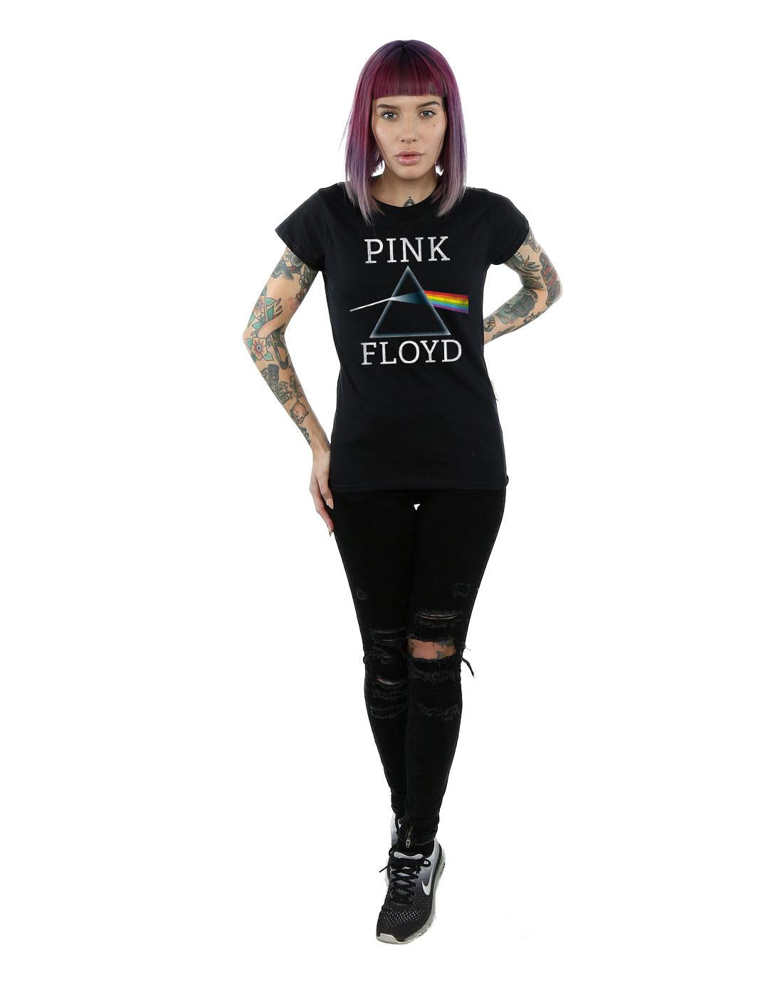 Black - Close up - Pink Floyd Womens-Ladies Dark Side Of The Moon Prism Cotton T-Shirt