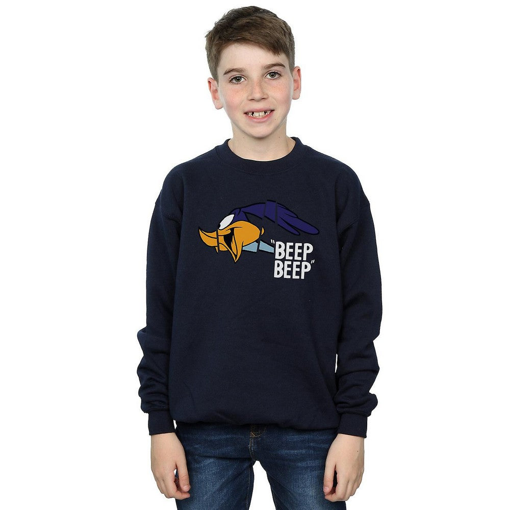 Navy Blue - Back - Looney Tunes Boys Beep Beep Road Runner Cotton Sweatshirt
