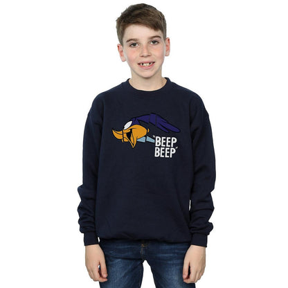Navy Blue - Back - Looney Tunes Boys Beep Beep Road Runner Cotton Sweatshirt