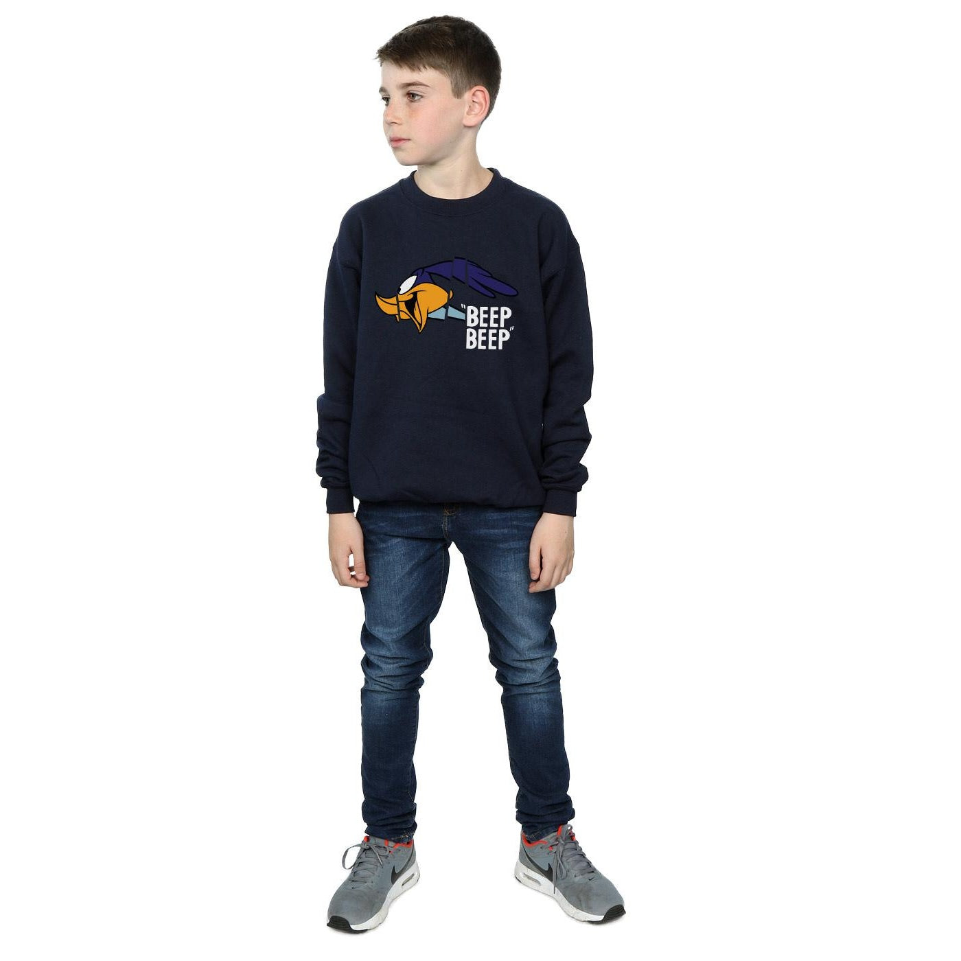 Navy Blue - Close up - Looney Tunes Boys Beep Beep Road Runner Cotton Sweatshirt