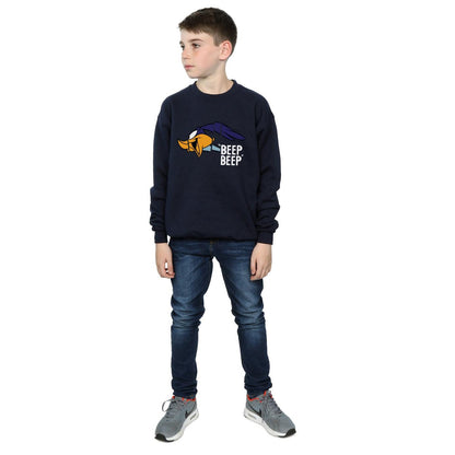 Navy Blue - Close up - Looney Tunes Boys Beep Beep Road Runner Cotton Sweatshirt
