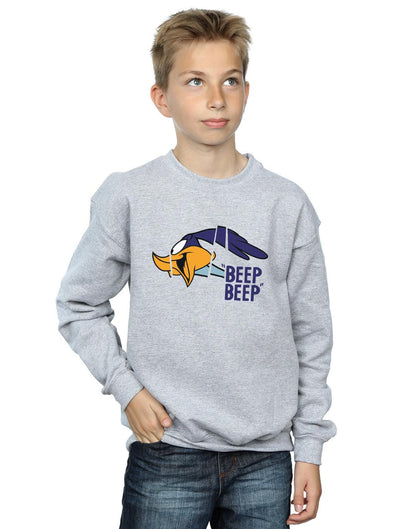 Sports Grey - Back - Looney Tunes Boys Beep Beep Road Runner Cotton Sweatshirt