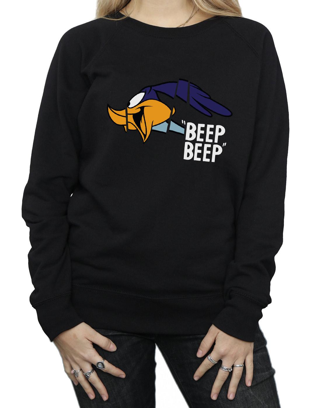Black - Pack Shot - Looney Tunes Womens-Ladies Beep Beep Road Runner Cotton Sweatshirt