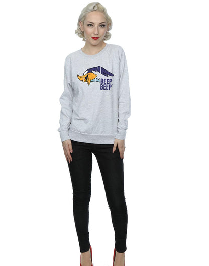 Heather Grey - Lifestyle - Looney Tunes Womens-Ladies Beep Beep Road Runner Cotton Sweatshirt